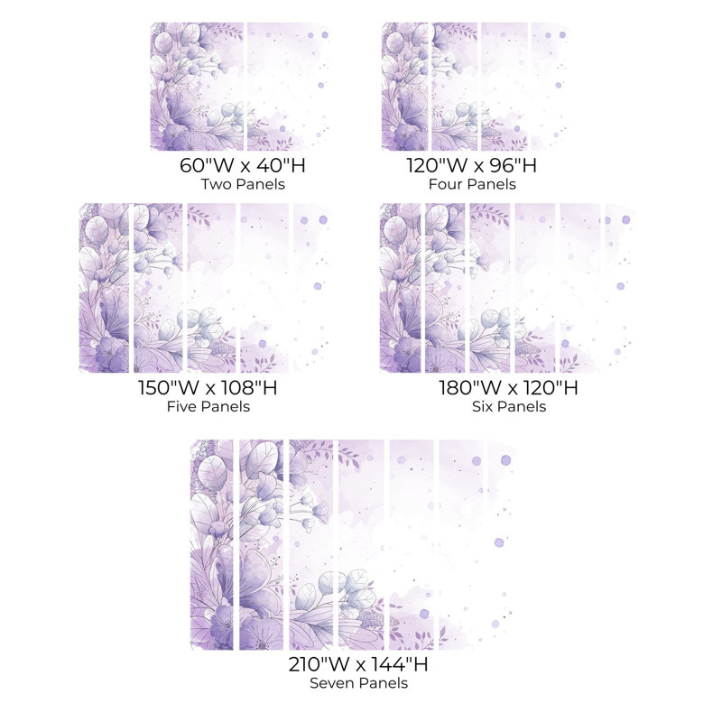 Murale pelez et collez de qualité supérieure - motif aquarelle floral, L 96 po x l 120 po