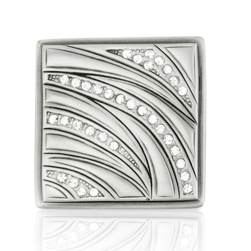 EVENING DRESS III SQUARE KNOB; CLEAR CRYSTAL; MATTE SILVER FINISH