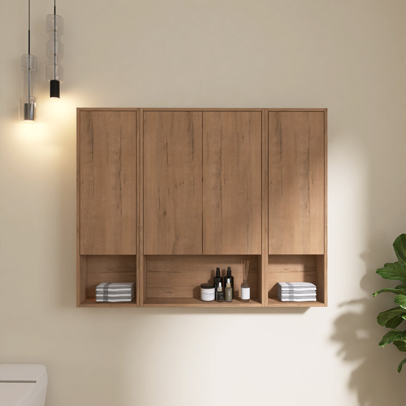 Vowar 48" Wall-Mounted Bathroom Cabinet With 4 Soft-Close Doors,3 Adjustable Shelves