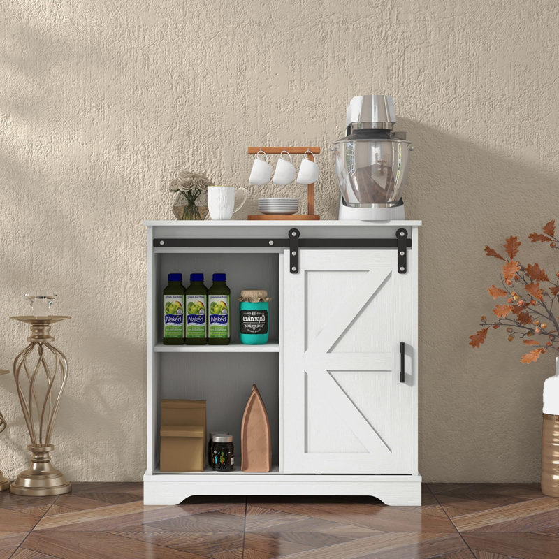 Buffet à portes coulissantes avec porte de grange, Blanc