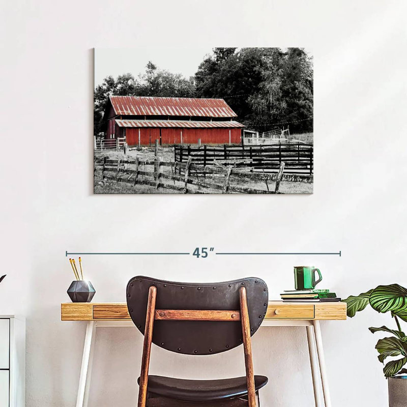 Lilie BW Rustic Barn, 24" H x 36" W