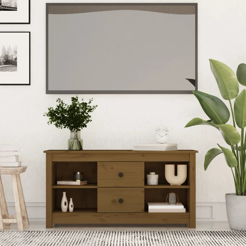 Kowanna Unfinished TV Stand for TVs up to 40", Honey Brown