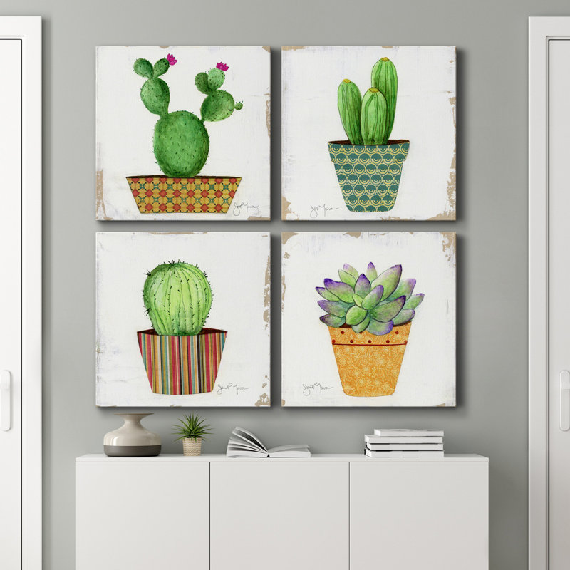 Boho Cacti I - impression sur toile tendue, H 24 po x l 96 po x P 1 po