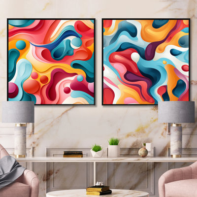 Colourful Popart Playful Mirage III - Abstract Collages Square Collage Set Of 2