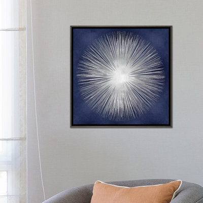 " Silver Sunburst On Blue I " by Abby Young