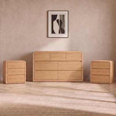 3-Piece Bedroom Set, One 7‑Drawer Dresser and Two 3‑Drawer Nightstands