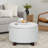Storage Ottoman With Padded Seat, Modern PU Leather Footrest, Round Stool For Living Room Bedroom-291822375