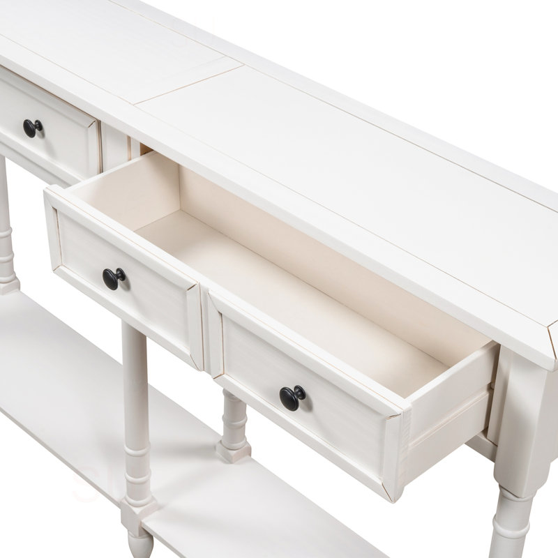 Console Console facile à assembler avec deux tiroirs de rangement et une tablette inférieure pour le salon et le vestibule