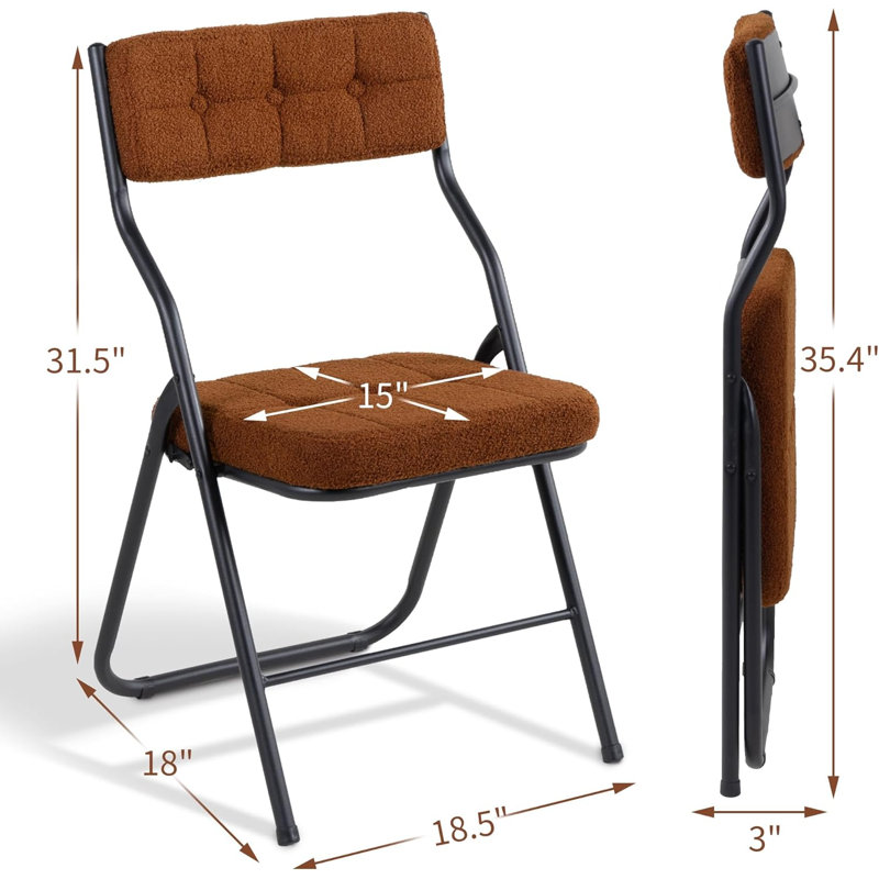 Ensemble de 4 chaises pliantes rembourrées - Chaises de salle à manger rembourrées portables pour les invités, Brun ourson