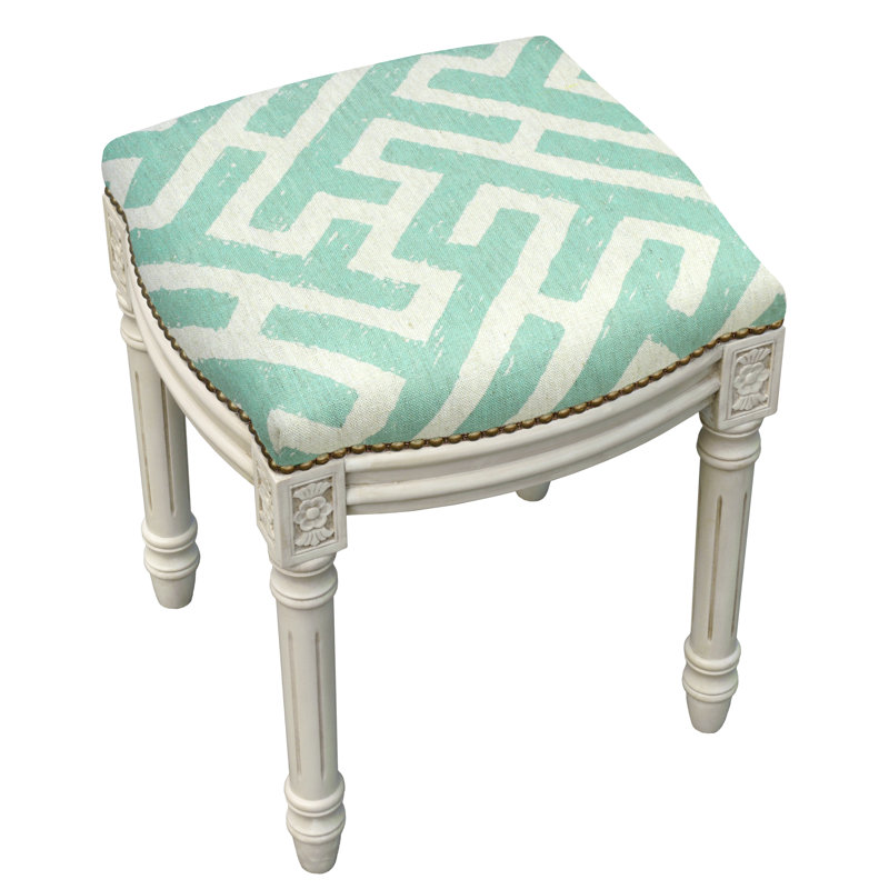 Ordaz Solid Wood Accent Stool, Aqua
