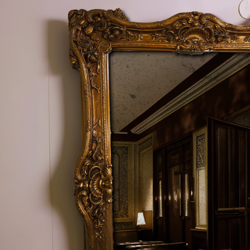 Miroir de plancher rectangulaire en bois manufacturé + bois massif, Bronze