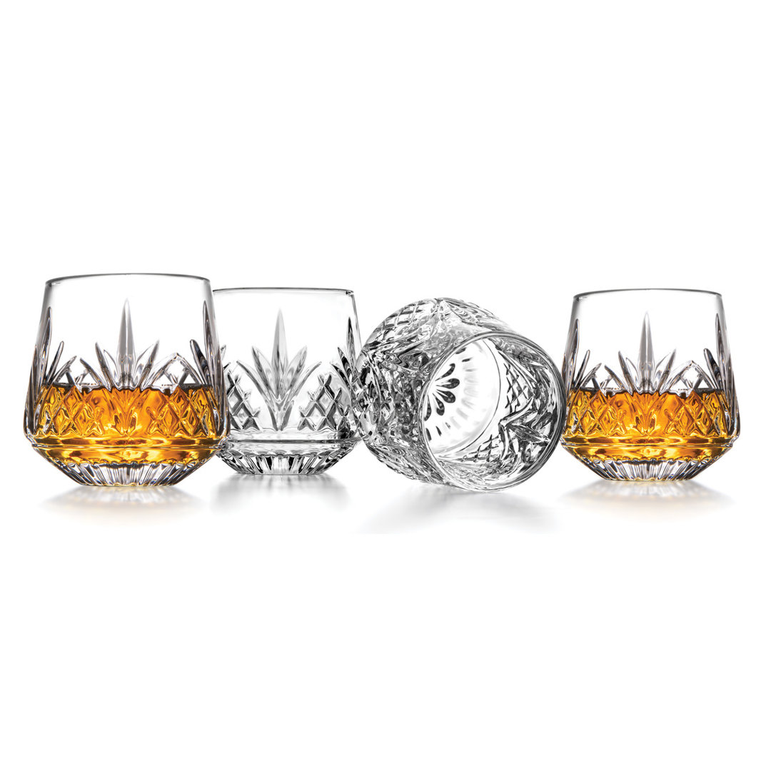 Dublin Crystal Rounded Whiskey Glass (Set of 4) Godinger Silver Art Co
