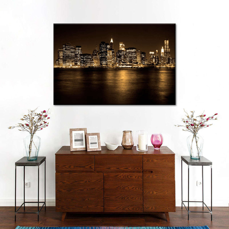 «Manhattan NYC Skyline» sur impression sur toile, H 24 po x l 36 po x P 1,25 po