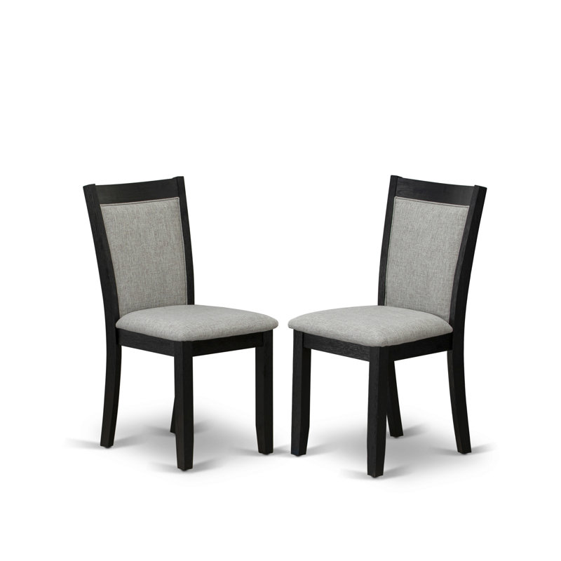 Monza Parson Chairs - Shitake Linen Fabric Padded Dining Chairs, Set of 2, Wire brushed Black, Shitake, Wirebrushed Black