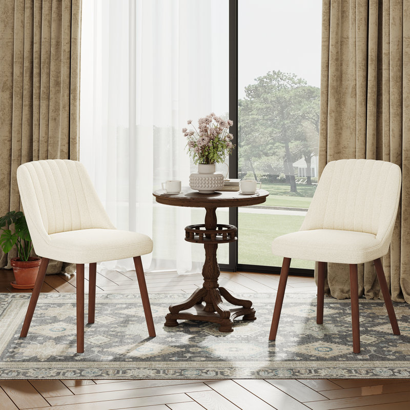 Chaises de salle à manger rembourrées modernes avec pieds en bois massif, Beige