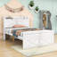 Lit en bois avec tête de lit, prises de courant, lit gigogne simple et trois tiroirs-700298863-700298860