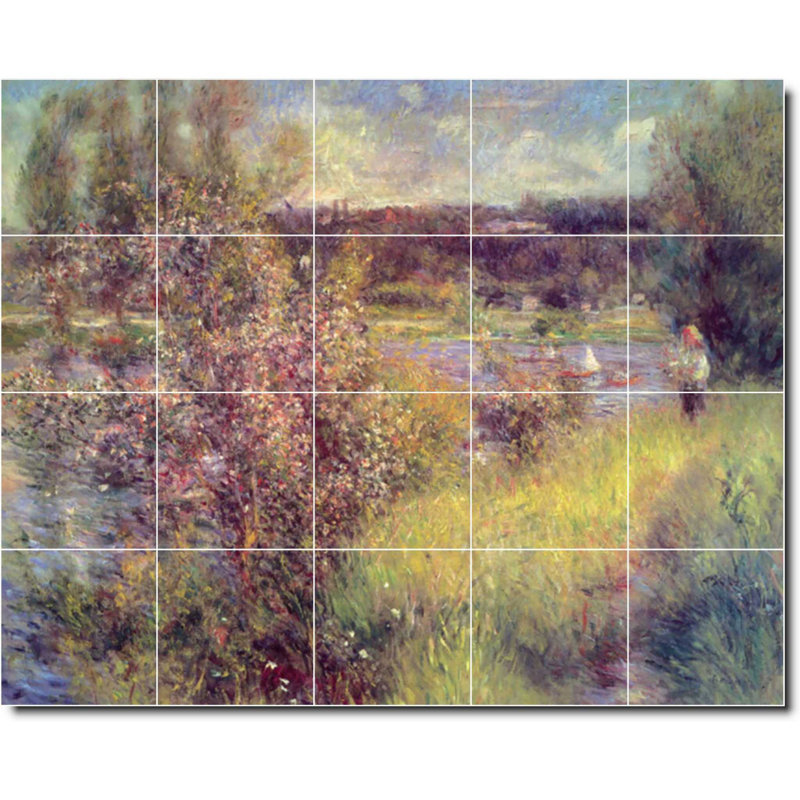 Carrelage mural décoratif en céramique 30 po x 24 po 6 po x 6 po, Auguste Renoir, peinture de campagne W07424