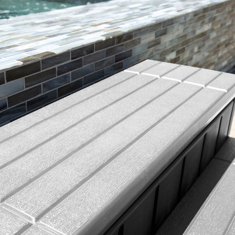 XtremepowerUS 36" Gray and White Resin Spa Steps with Storage