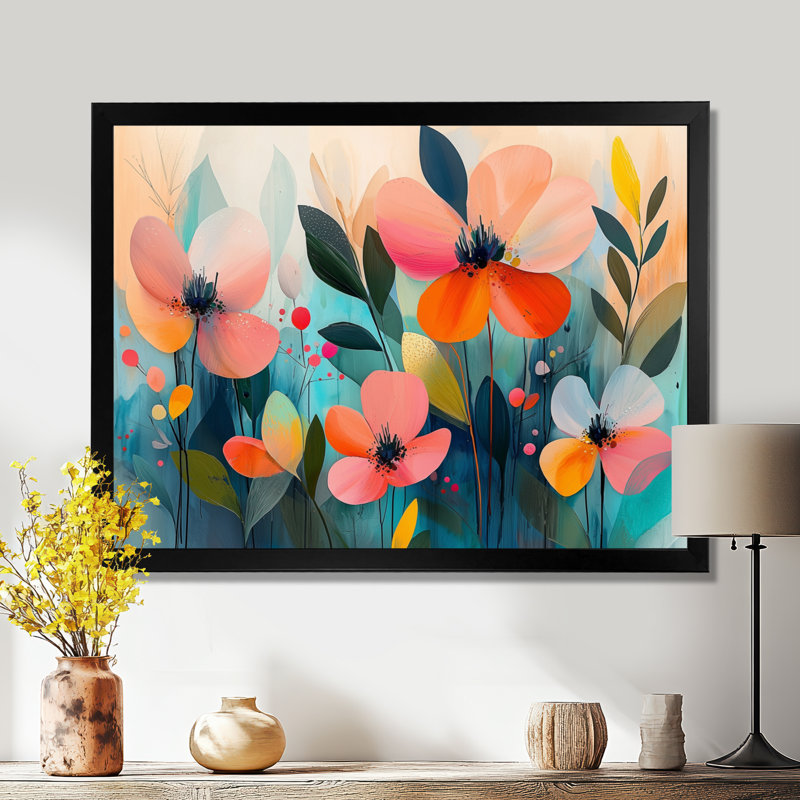 Isaurinda - Floral Wall Art, Single Picture Framed Print, Black, 12" H x 20" W