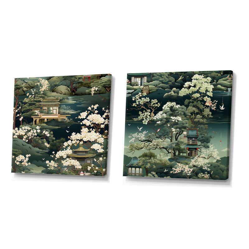 Tadley - Ensemble de 2 collages carrés abstraits, H 30 po x l 61 po, Toile tendue