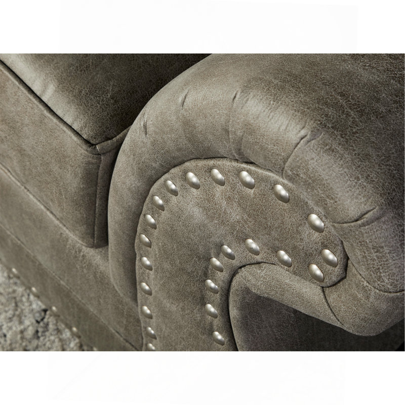 Causeuse rembourrée en similicuir, Gris