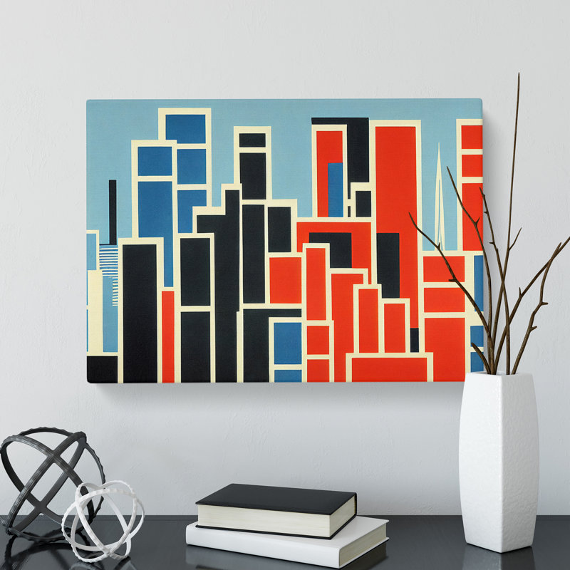 Bauhaus Architecture Skyline Abstract - Wrapped Canvas Print, 50cm H x 76cm W x 3cm D