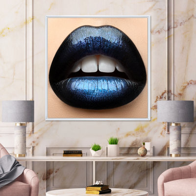 " Woman Lips With Black And Blue Lipstick "