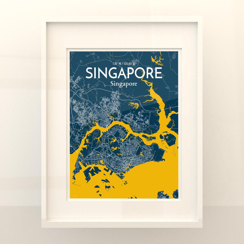 Singapore City Map In Amuse - No Frame Print, 20cm H x 16cm W x 0.05cm D