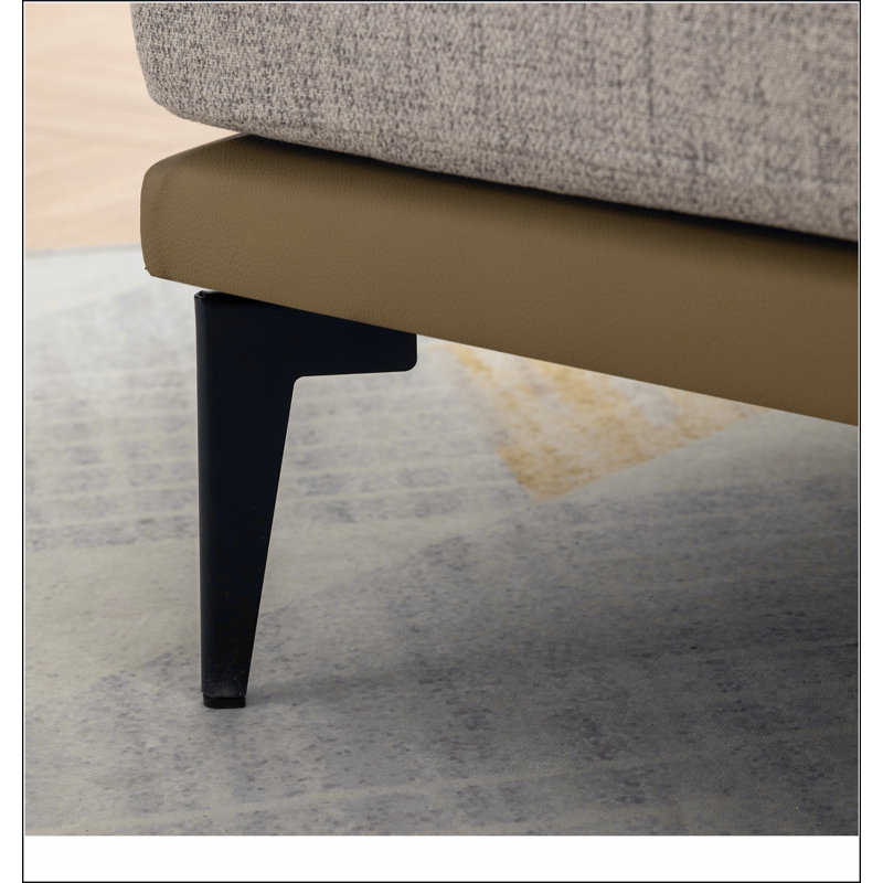 Fauteuil demi-tonneau moderne avec accoudoirs rembourrés, Moutarde
