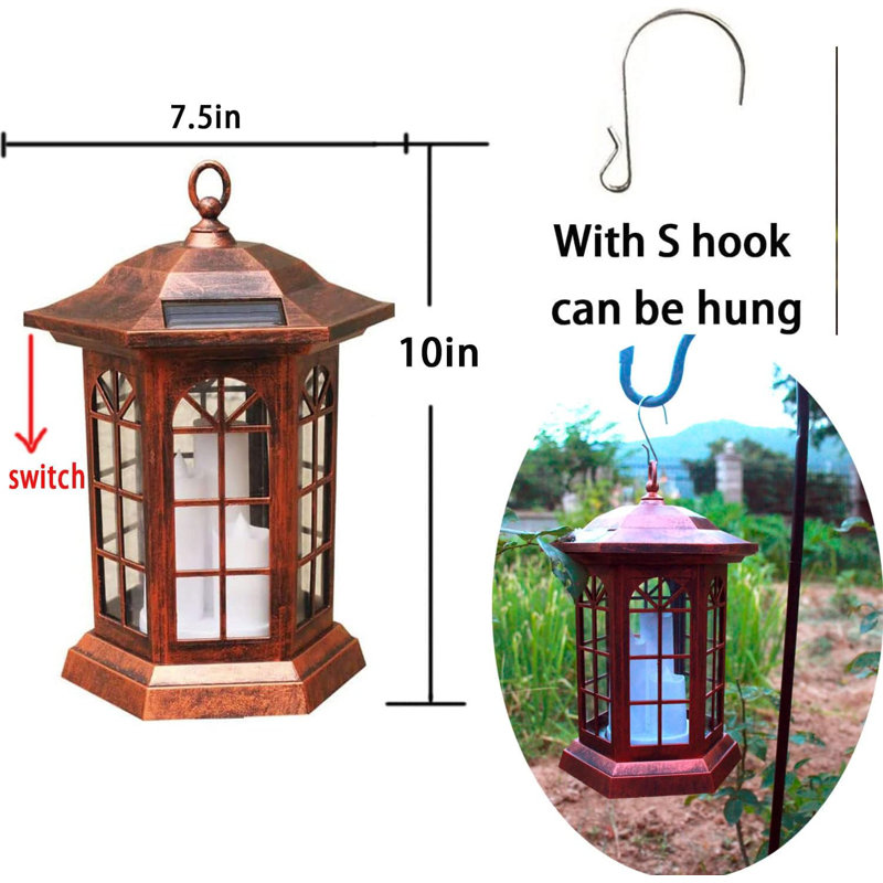 Black Solar Powered LED Flameless Garden Lantern