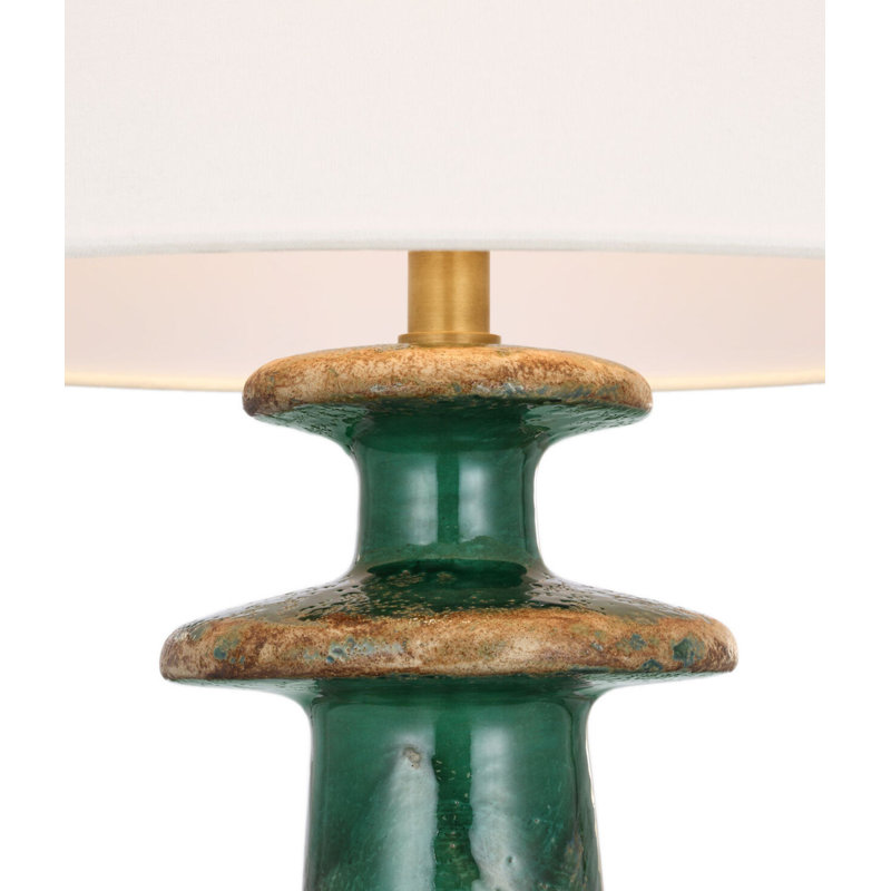 Temara 28" Table Lamp with Linen Shade, Corsican Green