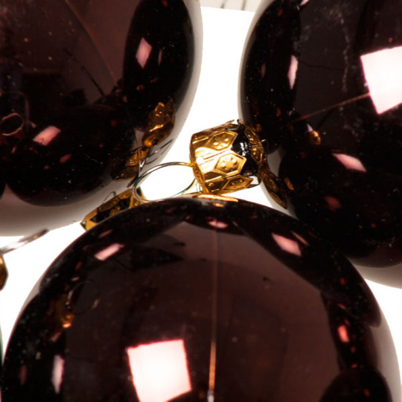 Ball Ornament, 6cm H x 6cm W x 6cm D, Brown Shiny