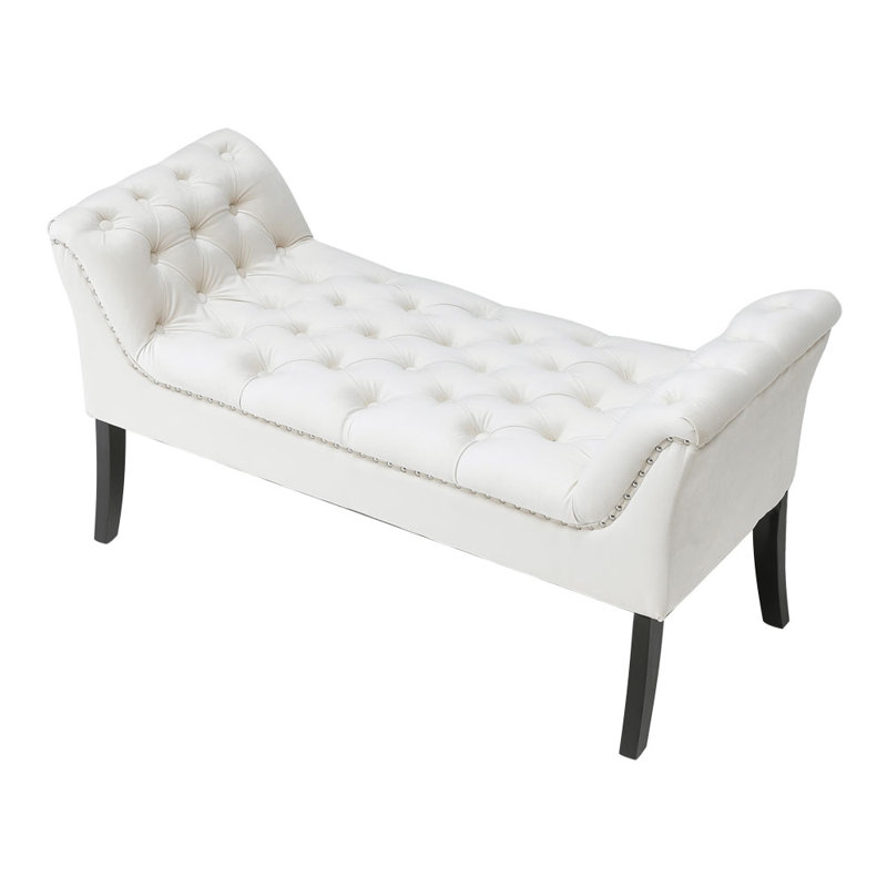 Lutsen Velvet Upholstered Bench, Beige
