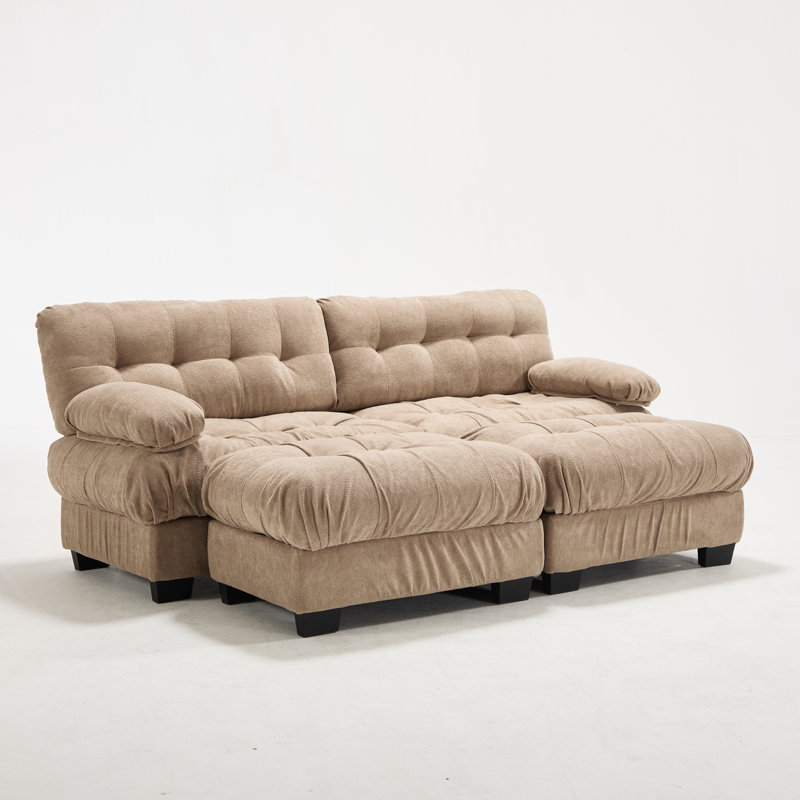 Deep Seat Sectionals, Wood Modular Modern Sofa With Ottoman For Home