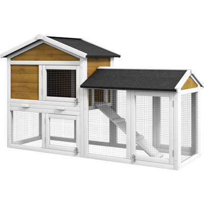 58" With Run Area, Asphalt Roof, Removable Tray & Lockable Access For Pet Delight And Welfare Wooden Guinea Pig Security