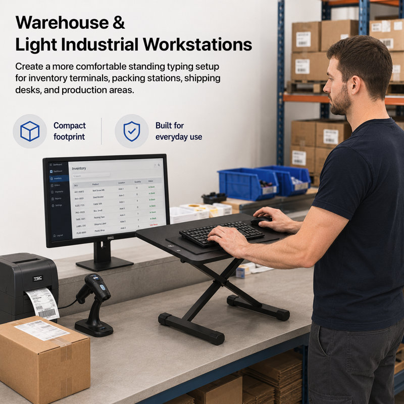 KT3 Adjustable Keyboard Stand with Mouse Platform - Height Adjustable Keyboard Riser for Desks, Counters and Workstations 