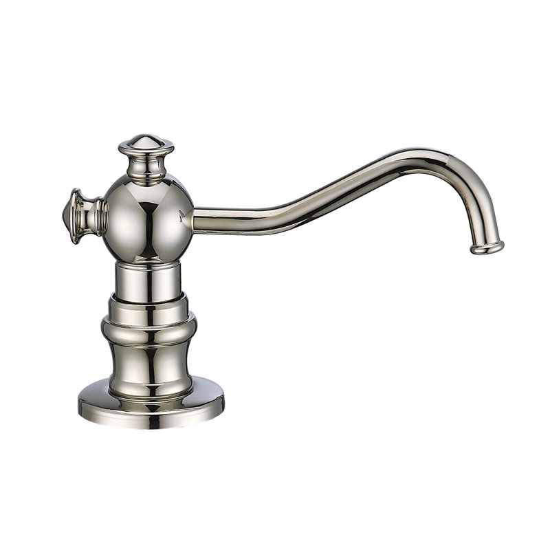 Whitehaus 5" deck mount solid brass kitchen soap and lotion dispenser, Polished Nickel