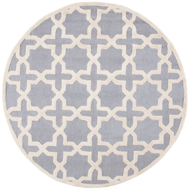 Igna Hand Tufted Wool Geometric Rug, Round 6'
