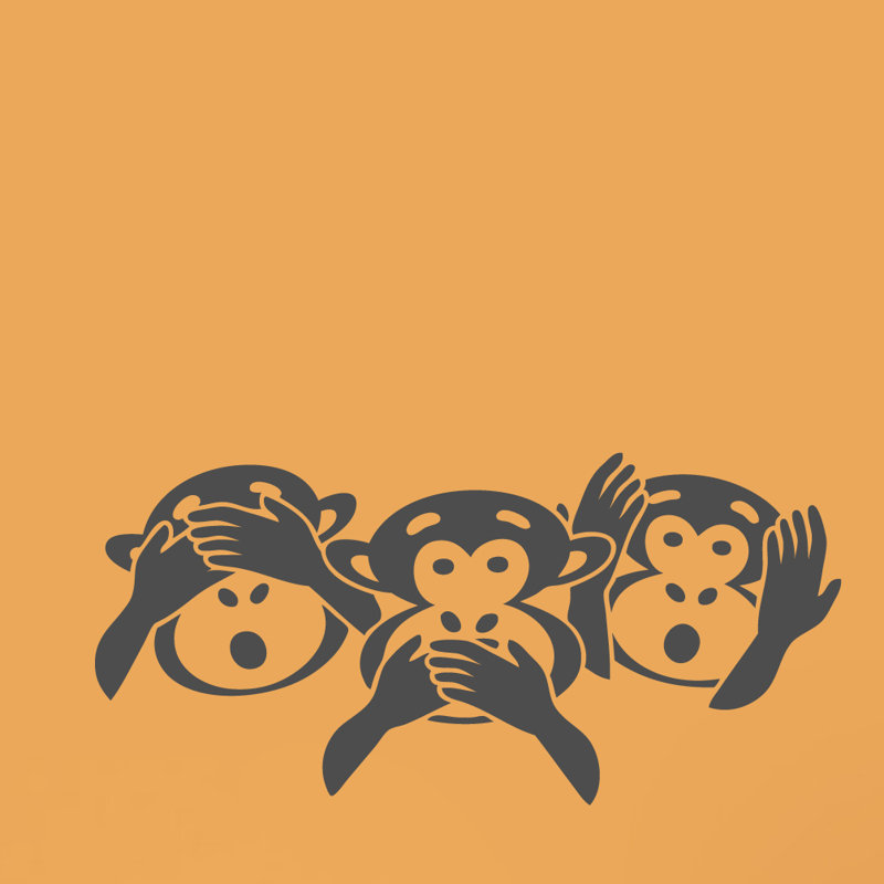 Décalcomanie murale tête de singe à trois senses, Gris foncé