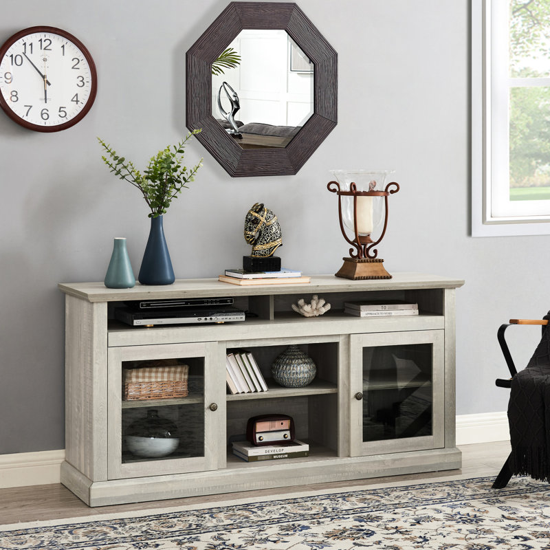 Meuble télé contemporain pour meuble télé de 65 po ou moins avec espace de rangement ouvert et fermé, l 60 po x P 15,75 po x H 29 po