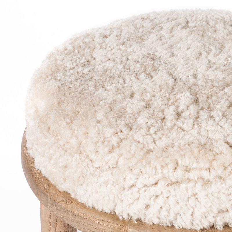 Wells Saldino Stool-Beige Shearling, Counter Stool (26" Seat Height), Soft Beige, Natural