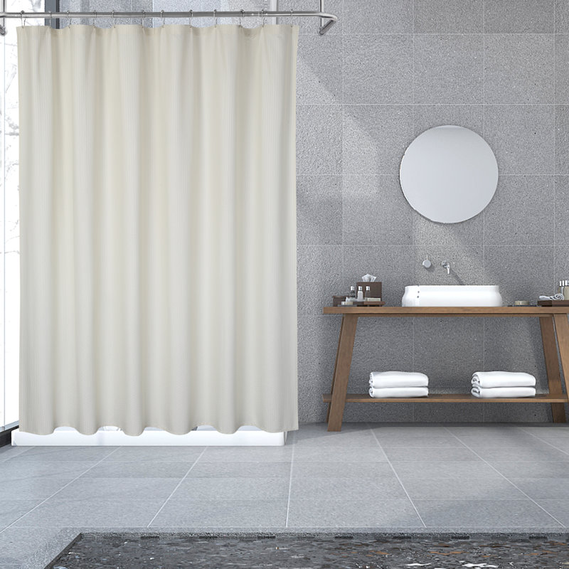 Rideau de douche Waffle Weave, 72 po x 78 po, très long, résistant à l'eau, microfibre, gaufré, crème, H 78 po x l 72 po