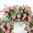 22" Artificial Farmhouse Spring Summer Blossoms Cluster Foliage Rose Floral Wreath For Front Door-1419302949