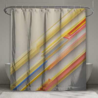 Rideaux de douche à rayures jaunes très longs
