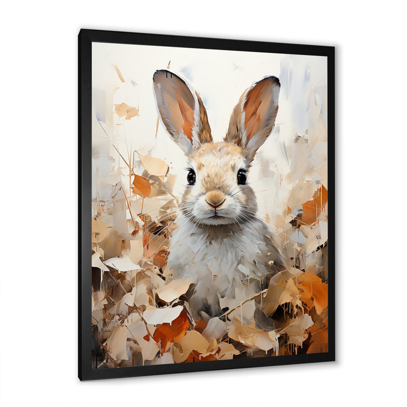 Impression sur toile Bunnys Curious Foliage Charm, Cadre photo noir simple, H 40 po x l 30 po x P 1,5 po