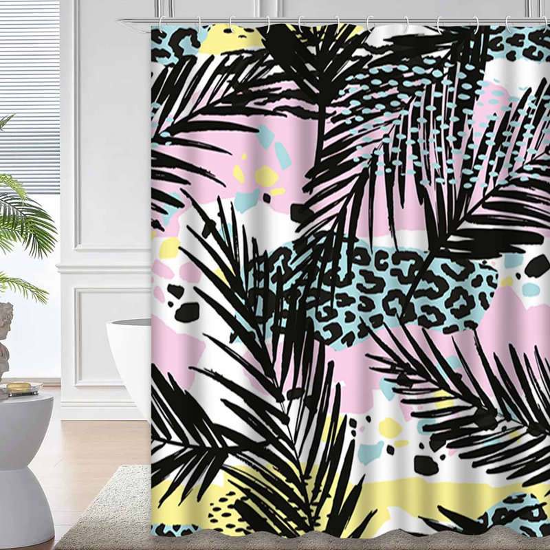 Rideau de douche avec 12 crochets Exotic Tropical Palm, L 72 po x l 84 po