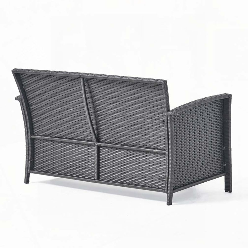 51" Outdoor Paito Wicker Rattan Loveseat Sofa, Grey, Grey