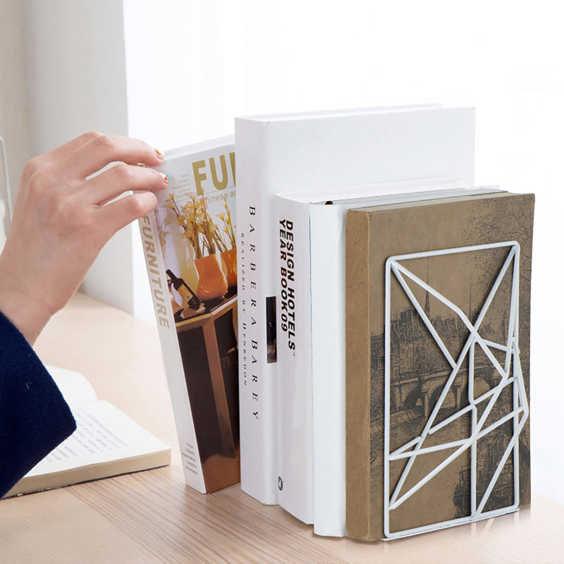 Serre-livres géométriques antidérapants uniques, Blanc