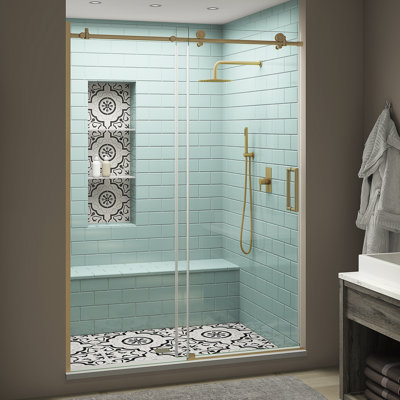 Coraline XL 60" W x 80" H Single Sliding Frameless Shower Door