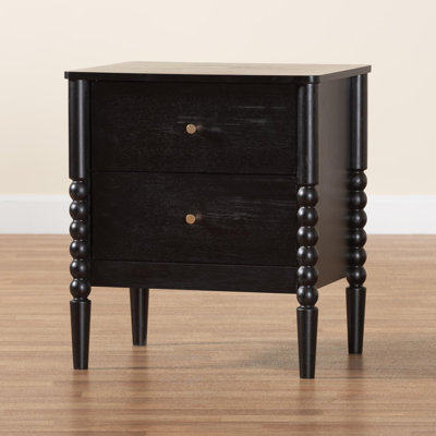 Lucera Mid-Century 2-Drawer Bobbin Nightstand